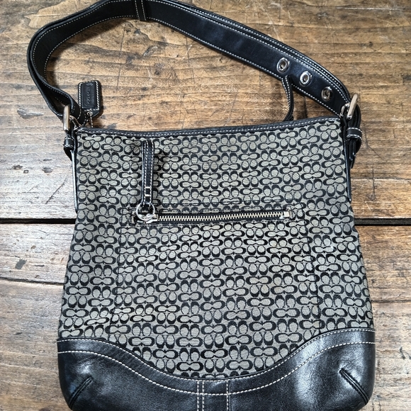 Coach Handbags - COACH Purse Bag Tote Crossbody Jacquard Black Taupe F0732-F10944
